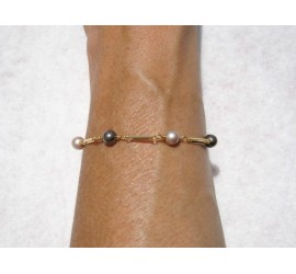 Bracelet artisanal doré nacré Brown et Powder Almond