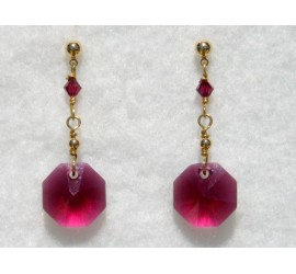 Boucles d'oreilles clous plaqué or octogones et toupies Ruby