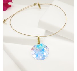 Collier ras de cou doré Coquillage Crystal AB