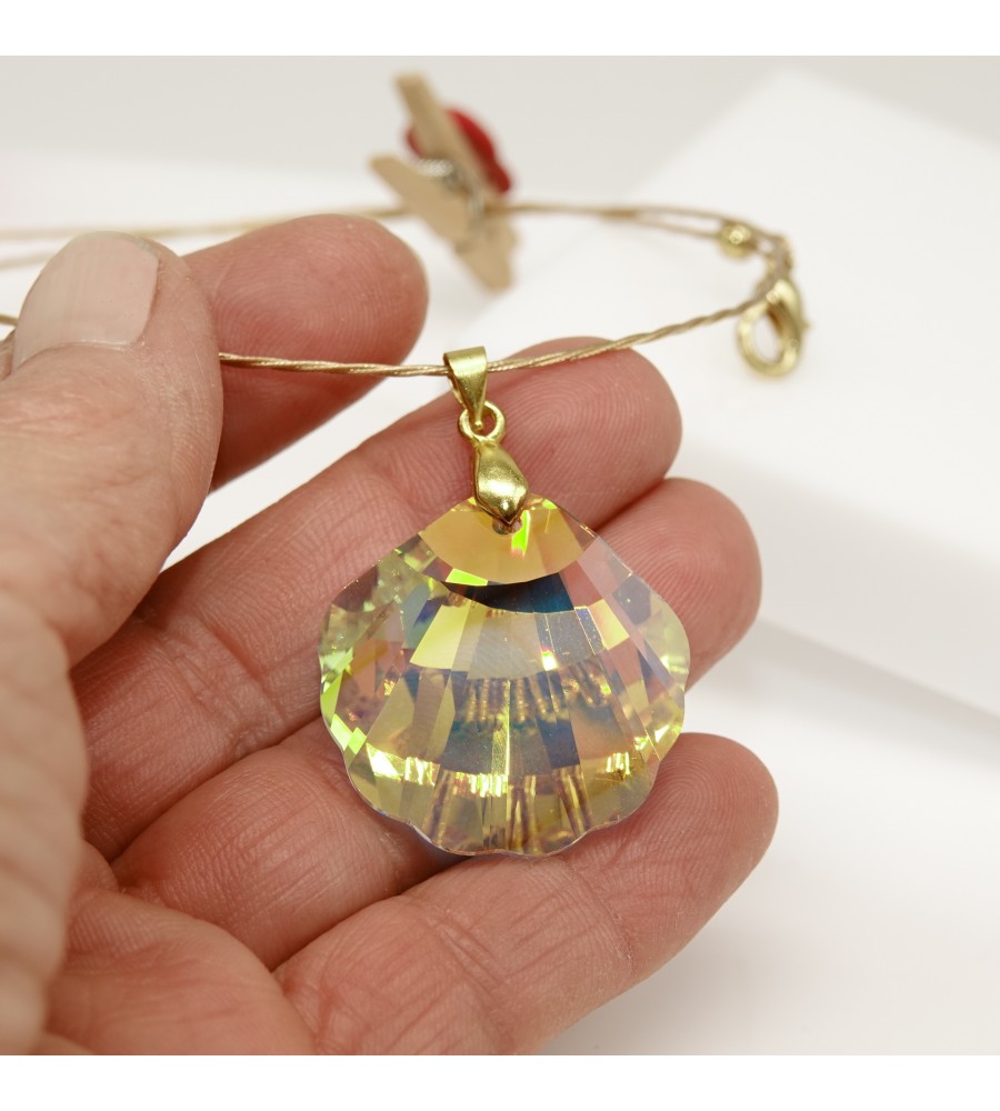 Collier ras de cou doré Coquillage Crystal AB Collier ras de cou doré Coquillage Crystal AB