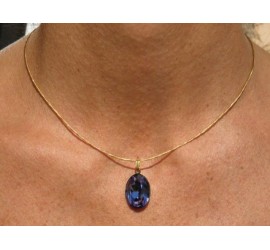 Collier artisanal ras de cou doré ovale Tanzanite