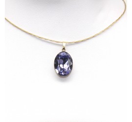 Collier artisanal ras de cou doré ovale Tanzanite