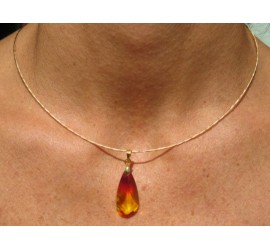 Collier artisanal ras de cou doré Larme Crystal Fireopal