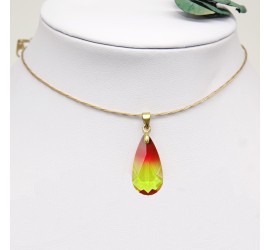 Collier artisanal ras de cou doré Larme Crystal Fireopal