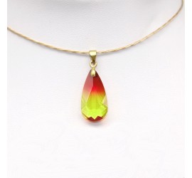 Collier artisanal ras de cou doré Larme Crystal Fireopal