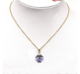 Collier plaqué or Octogone Tanzanite