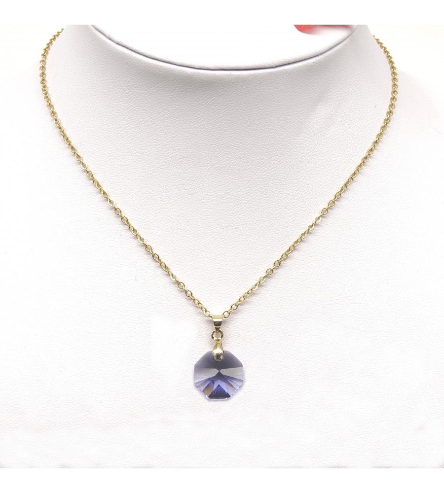 Collier plaqué or Octogone Tanzanite Collier plaqué or Octogone Tanzanite