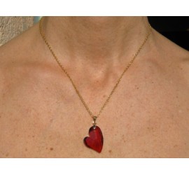 Collier plaqué or Coeur Devoted Crystal Red Magma