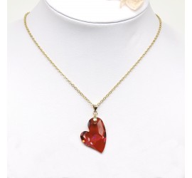 Collier plaqué or Coeur Devoted Crystal Red Magma