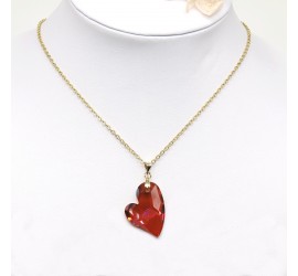Collier plaqué or Coeur Devoted Crystal Red Magma