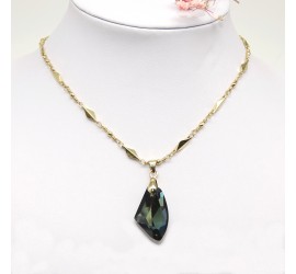 Collier plaqué or Galactic Vertical Crystal Tabac