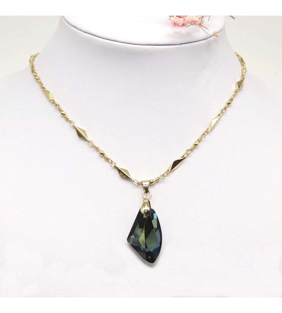 Collier plaqué or Galactic Vertical Crystal Tabac Collier plaqué or Galactic Vertical Crystal Tabac