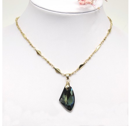 Collier plaqué or Galactic Vertical Crystal Tabac