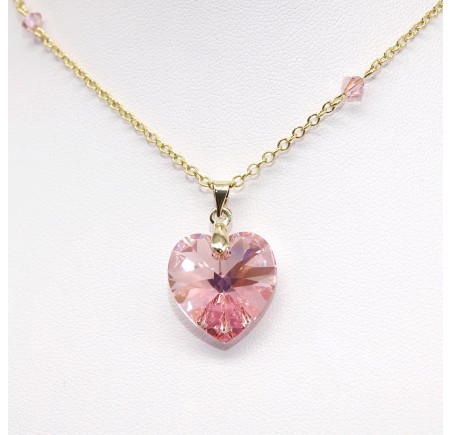 Collier plaqué or Coeur Light Rose