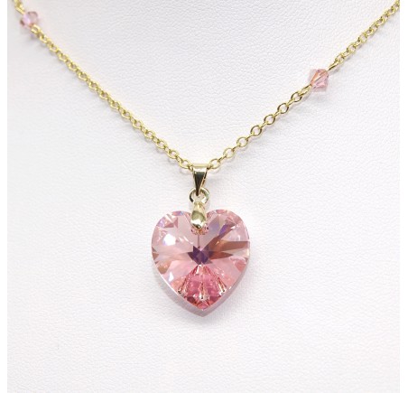 Collier plaqué or Coeur Light Rose