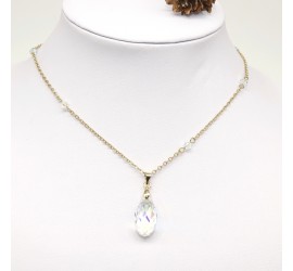 Collier plaqué or Goutte Crystal AB