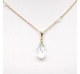 Collier plaqué or Goutte Crystal AB