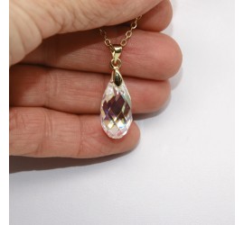 Collier plaqué or Goutte Crystal AB