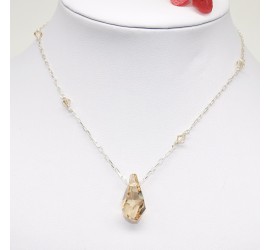 Collier en Argent 925ème Goutte Polygone Crystal Golden Shadow