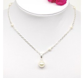 Collier en Argent 925ème Ronde nacrée Cream