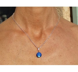 Collier en Argent 925ème Boule Strass Sapphire