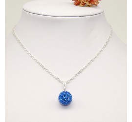 Collier en Argent 925ème Boule Strass Sapphire