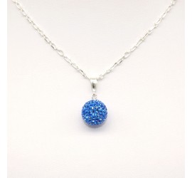 Collier en Argent 925ème Boule Strass Sapphire