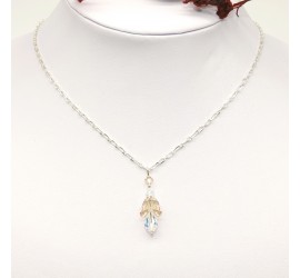 Collier en Argent 925ème Dome Crystal Golden Shadow et Crystal AB