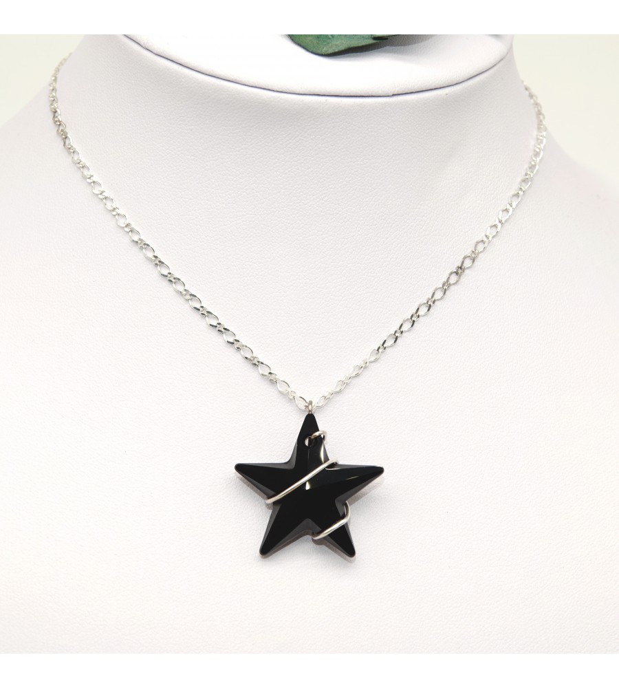 Collier en Argent 925ème Etoile Jet Collier en Argent 925ème Etoile Jet