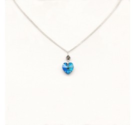 Collier en Argent 925ème Cœur Crystal Bermuda Blue
