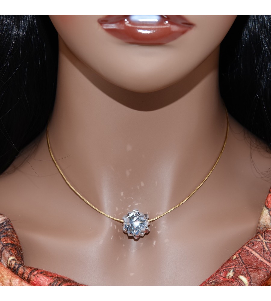 Collier ras de cou doré boule argenté Collier ras de cou doré boule argenté