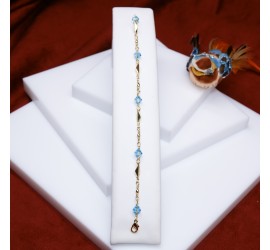 Bracelet artisanal plaqué or Aquamarine