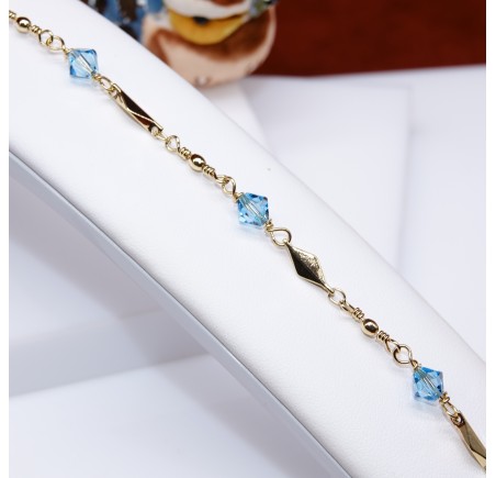Bracelet artisanal plaqué or Aquamarine