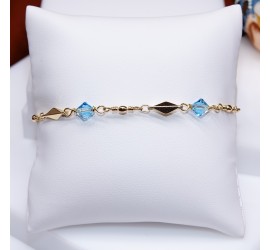 Bracelet artisanal plaqué or Aquamarine