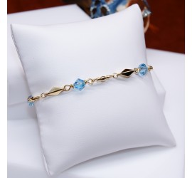 Bracelet artisanal plaqué or Aquamarine