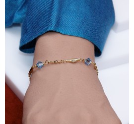 Bracelet artisanal plaqué or Aquamarine