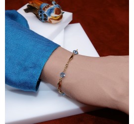 Bracelet artisanal plaqué or Aquamarine