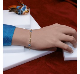Bracelet artisanal plaqué or Aquamarine