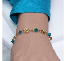 Bracelet Plaqué or Blue Zircon
