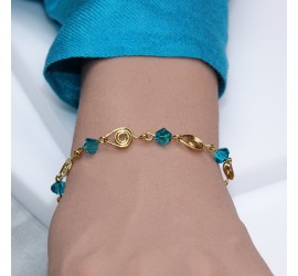 Bracelet Plaqué or Blue Zircon