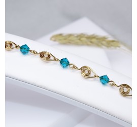 Bracelet Plaqué or Blue Zircon