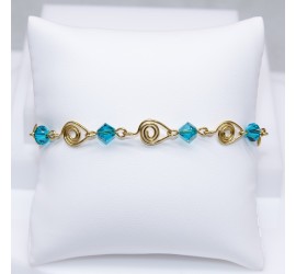 Bracelet Plaqué or Blue Zircon
