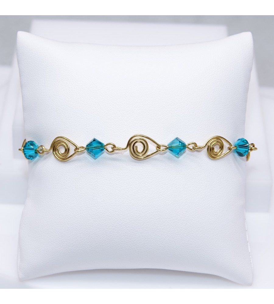 Bracelet Plaqué or Blue Zircon