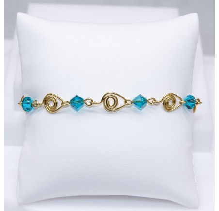 Bracelet Plaqué or Blue Zircon