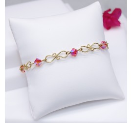 Bracelet artisanal plaqué or toupies 6 mm fireopal AB2X