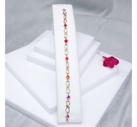 Bracelet artisanal plaqué or toupies 6 mm fireopal AB2X