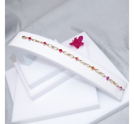Bracelet artisanal plaqué or toupies 6 mm fireopal AB2X