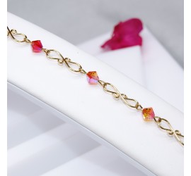 Bracelet artisanal plaqué or toupies 6 mm fireopal AB2X