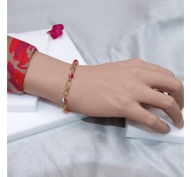 Bracelet artisanal plaqué or toupies 6 mm fireopal AB2X