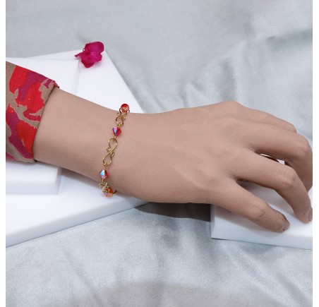 Bracelet artisanal plaqué or toupies 6 mm fireopal AB2X
